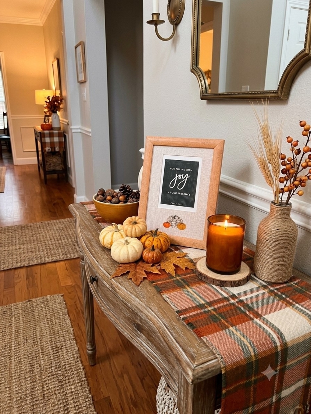 4x6 Wood Tabletop Frame Pumpkins Fall Psalm 16:11 Quote Easel Back Burlap